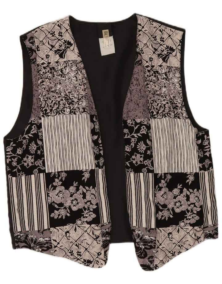 Винтажный женский жилет UK 18 XL, разноцветный лоскутный полиэстер