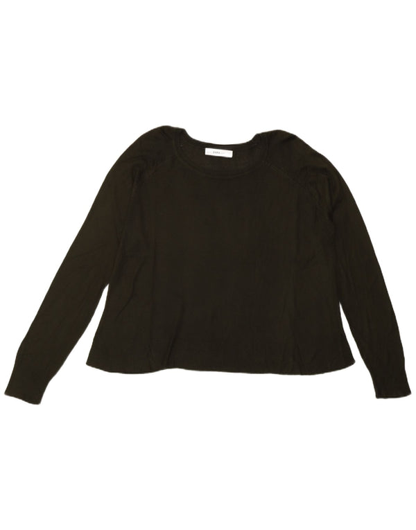 Zara Womens Crop Boat Neck Jumper Sweater UK 14 Medium Green