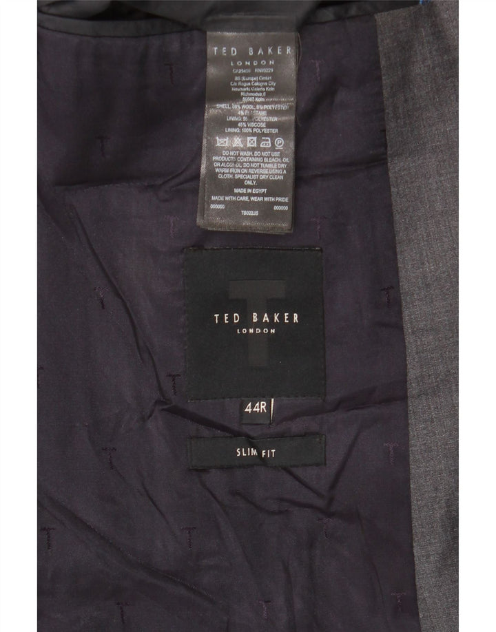 Мужской приталенный пиджак с 2 пуговицами Ted Baker UK 44 2XL, серая шерсть