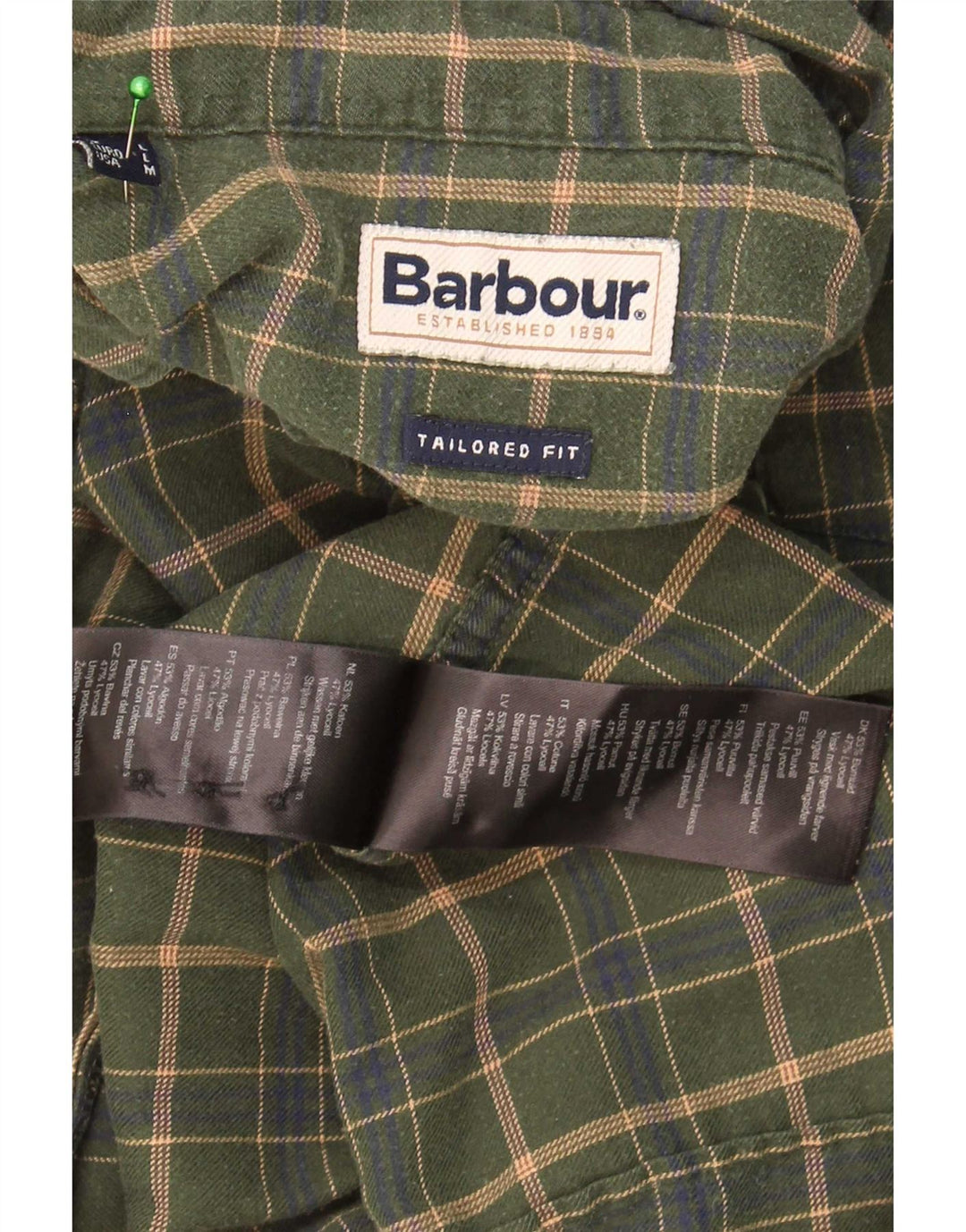 Мужская рубашка в клетку Barbour, большой размер, цвет хаки, хлопок