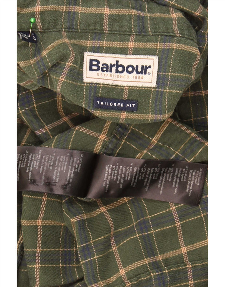 Мужская рубашка в клетку Barbour, большой размер, цвет хаки, хлопок