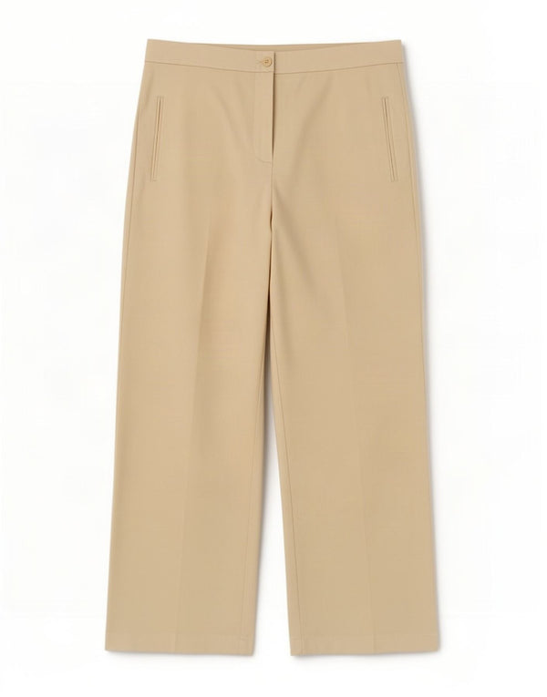 Marks & Spencer Womens Straight Chino Trousers UK 12 Medium W34 L28 Beige