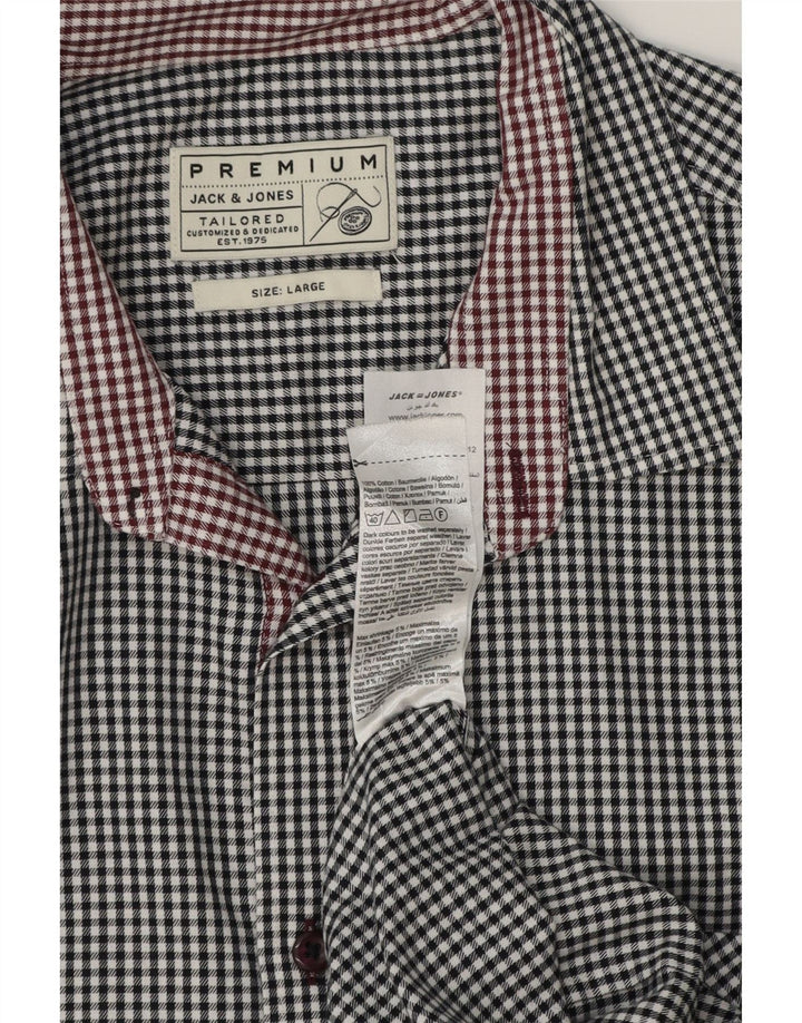 Мужская рубашка Jack & Jones, большая белая хлопковая клетка в мелкую клетку