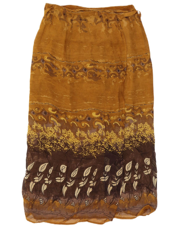 Винтажная женская юбка с запахом W34, большая коричневая вискоза с цветочным принтом
