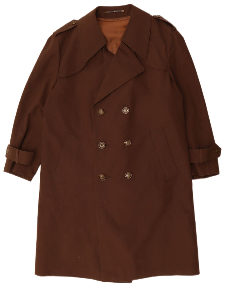 Винтажный мужской двубортный тренч UK 38, средний коричневый цвет