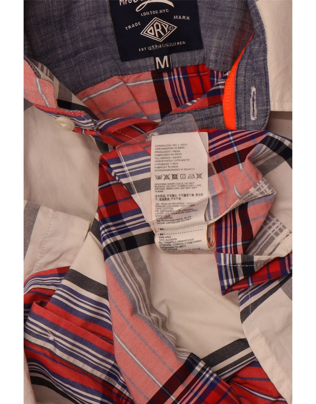 SUPERDRY Мужская рубашка обычного кроя с коротким рукавом, хлопковая клетка среднего красного цвета