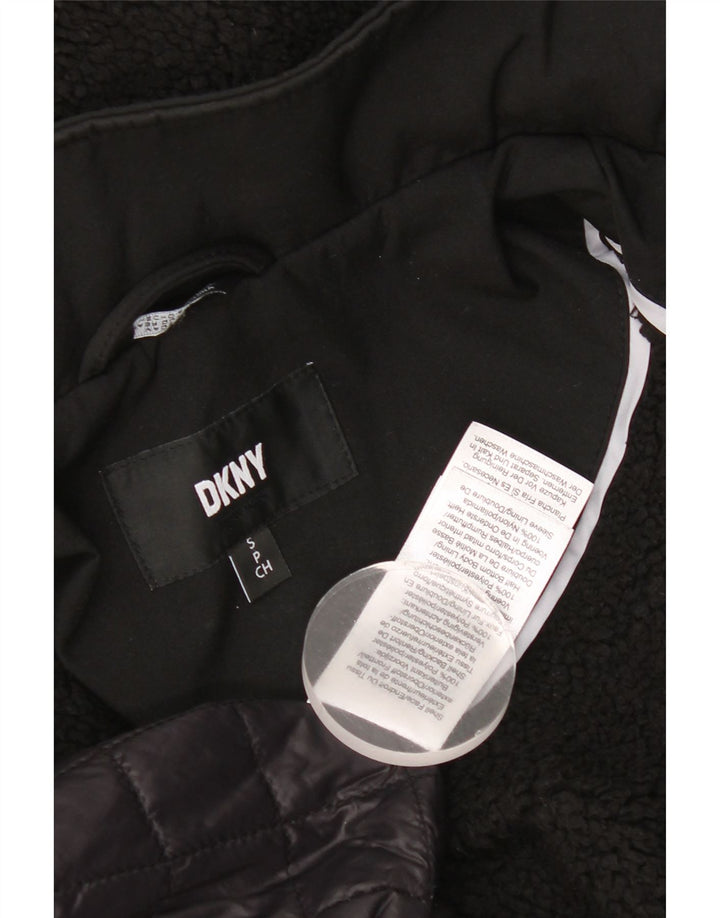 Женская парка Dkny с капюшоном UK 10, маленький черный полиэстер