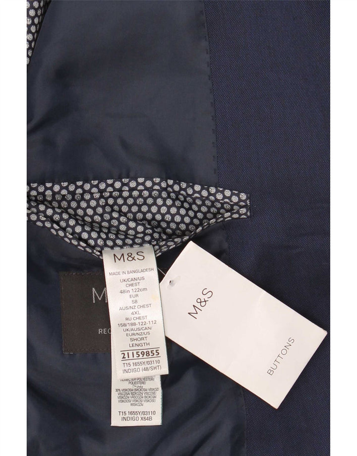 Мужской пиджак стандартного кроя с 2 пуговицами Marks & Spencer UK 48 2XL темно-синий