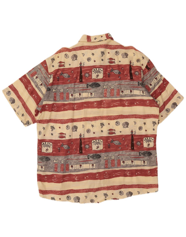 Мужская рубашка CASA MODA с коротким рукавом и рисунком, размер 44 XL, бежевая полоска