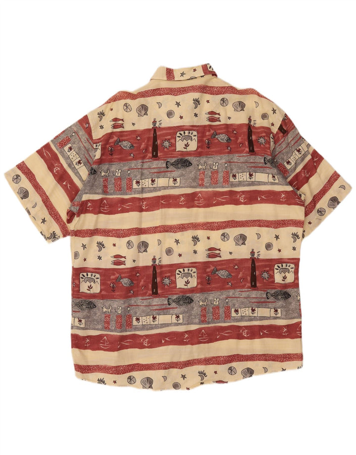 Мужская рубашка CASA MODA с коротким рукавом и рисунком, размер 44 XL, бежевая полоска