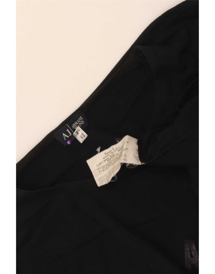 Armani Jeans Женский топ с рисунком с длинным рукавом UK 14, средний черный, хлопок