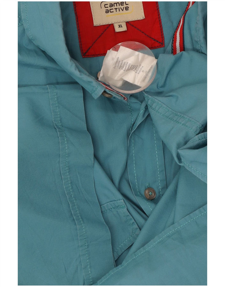 CAMEL ACTIVE Мужская рубашка с коротким рукавом XL, синяя, хлопок