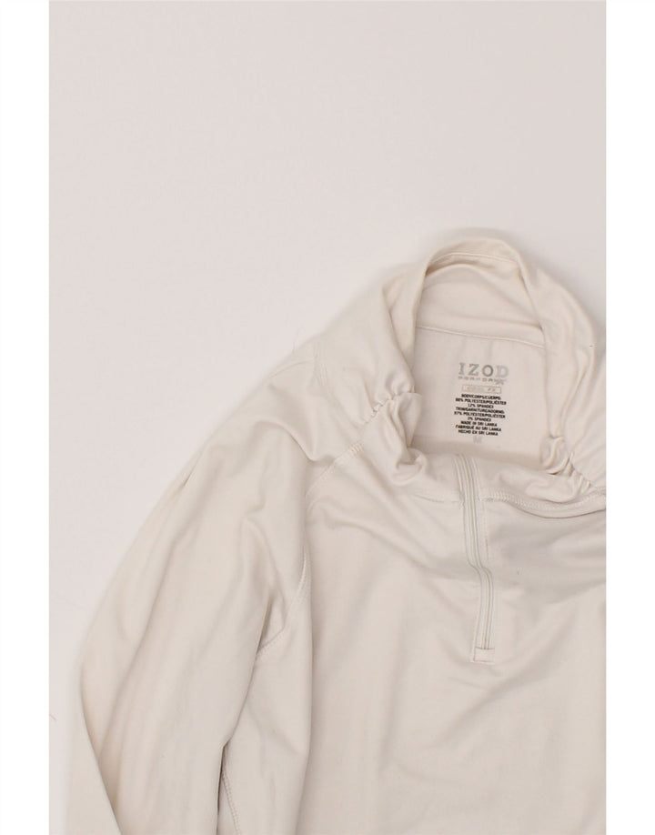 IZOD Womens Zip Neck Pullover Tracksuit Top UK 14 Medium Off White Vintage Izod and Second-Hand Izod from Messina Hembry 