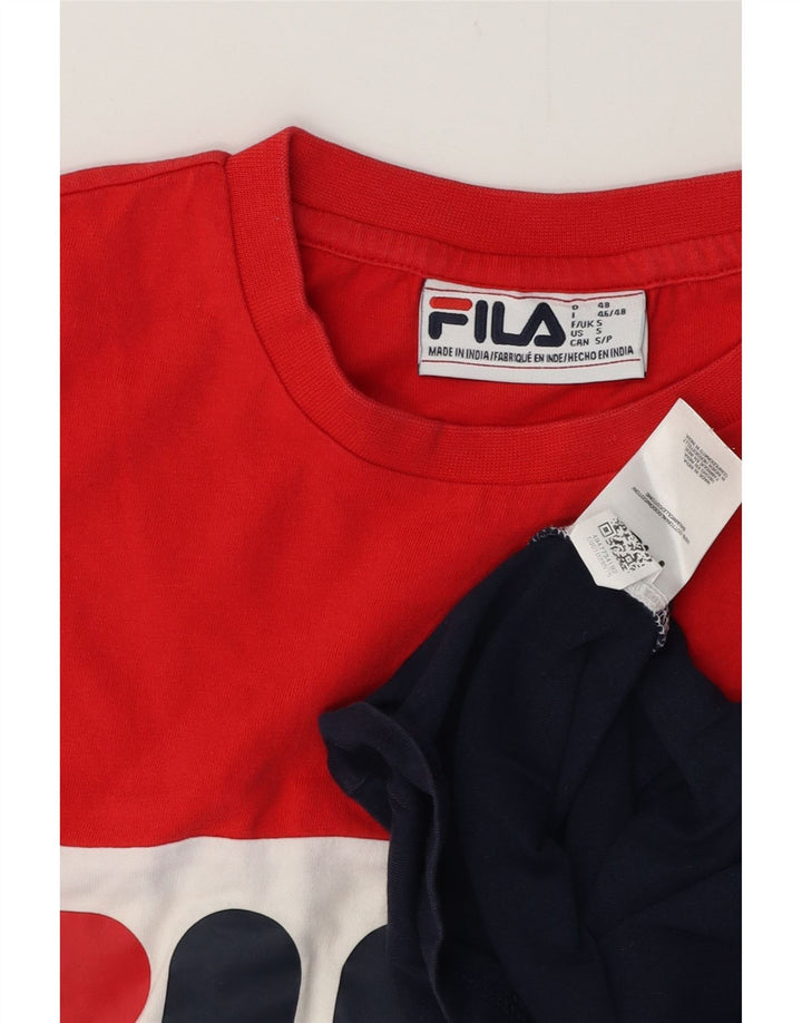 Мужская футболка FILA с графическим рисунком, маленький разноцветный хлопок с цветными блоками