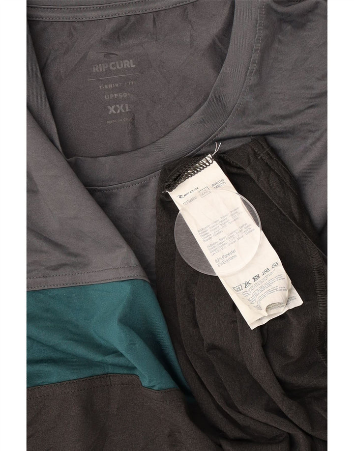 Мужская футболка RIP CURL Top 2XL, серая, полиэстер с цветными блоками