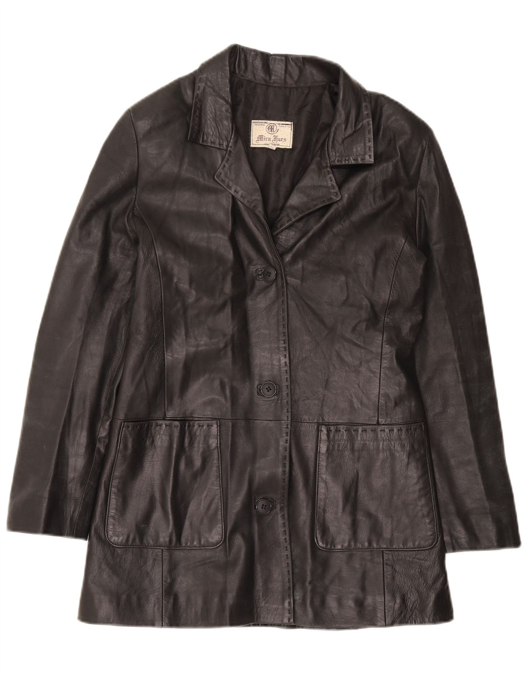 Женское кожаное пальто Mira Furs IT 42 Medium Black Leather
