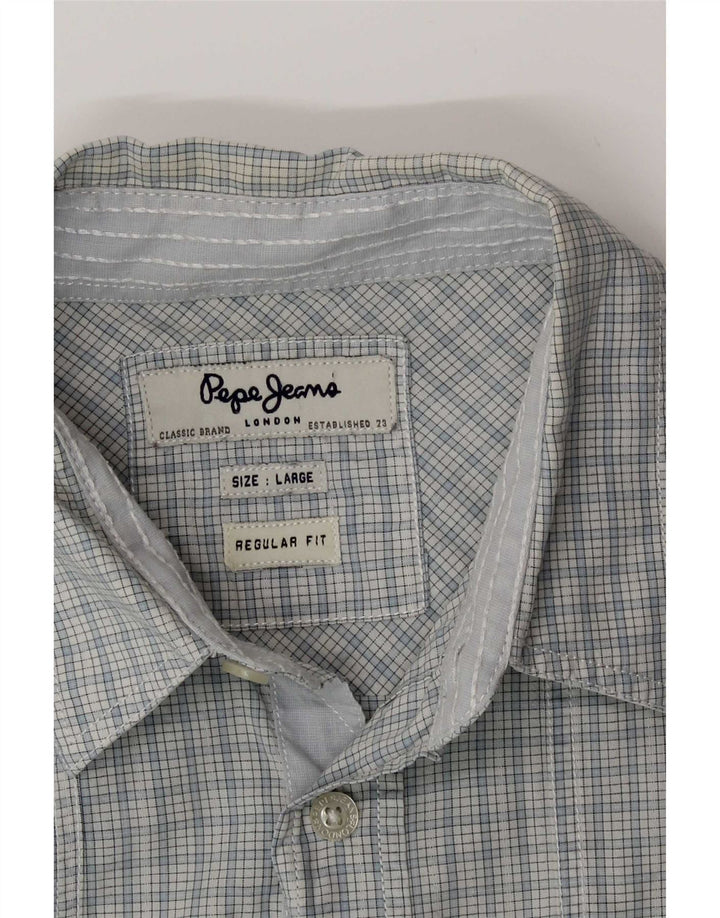 PEPE Jeans Мужская рубашка стандартного кроя с короткими рукавами, большая синяя клетка