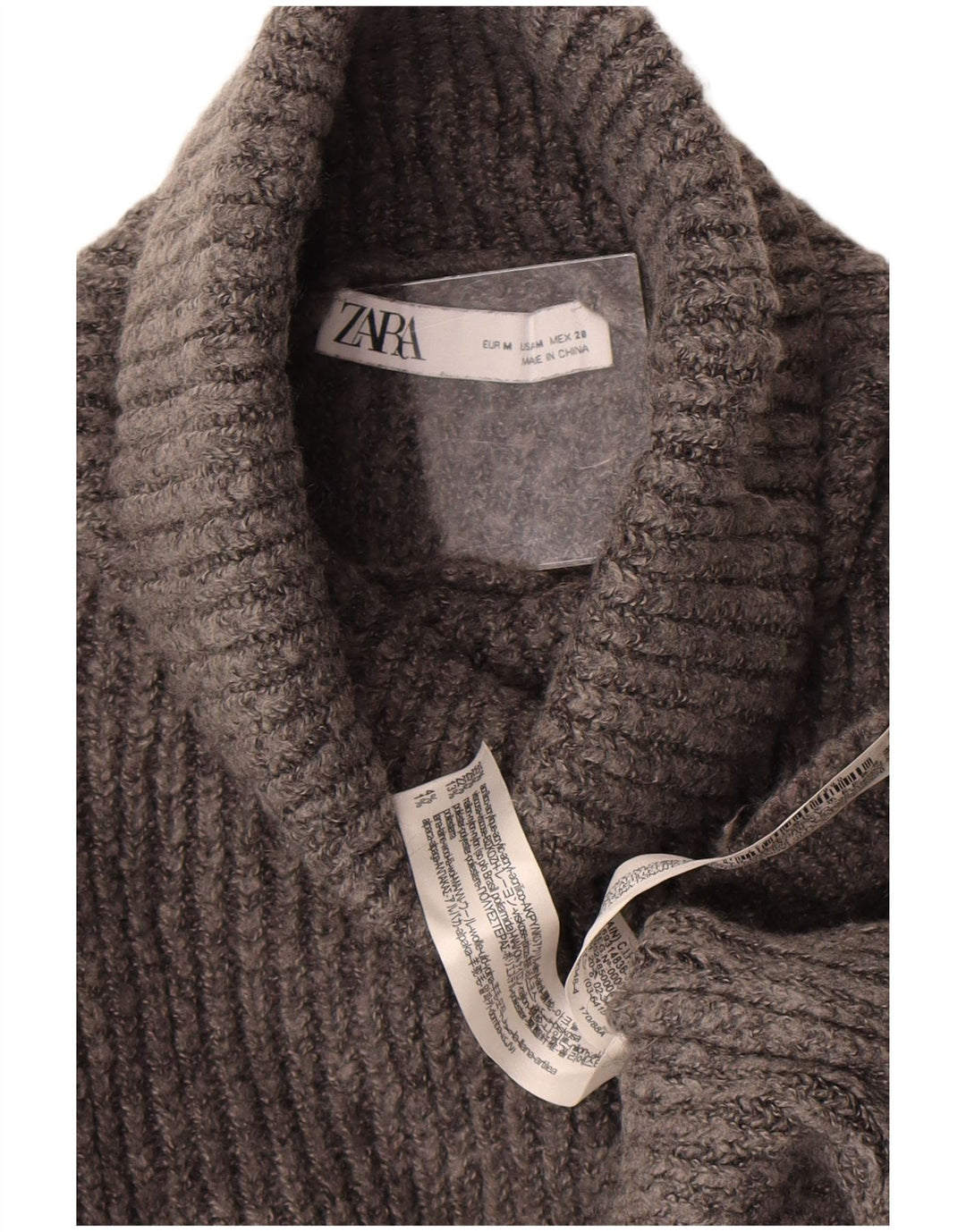 Женский укороченный джемпер с высоким воротником Zara UK 14, средний серый цвет