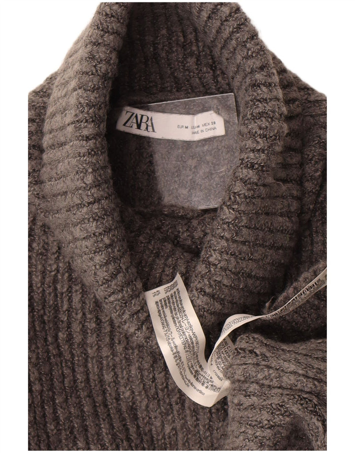 Женский укороченный джемпер с высоким воротником Zara UK 14, средний серый цвет