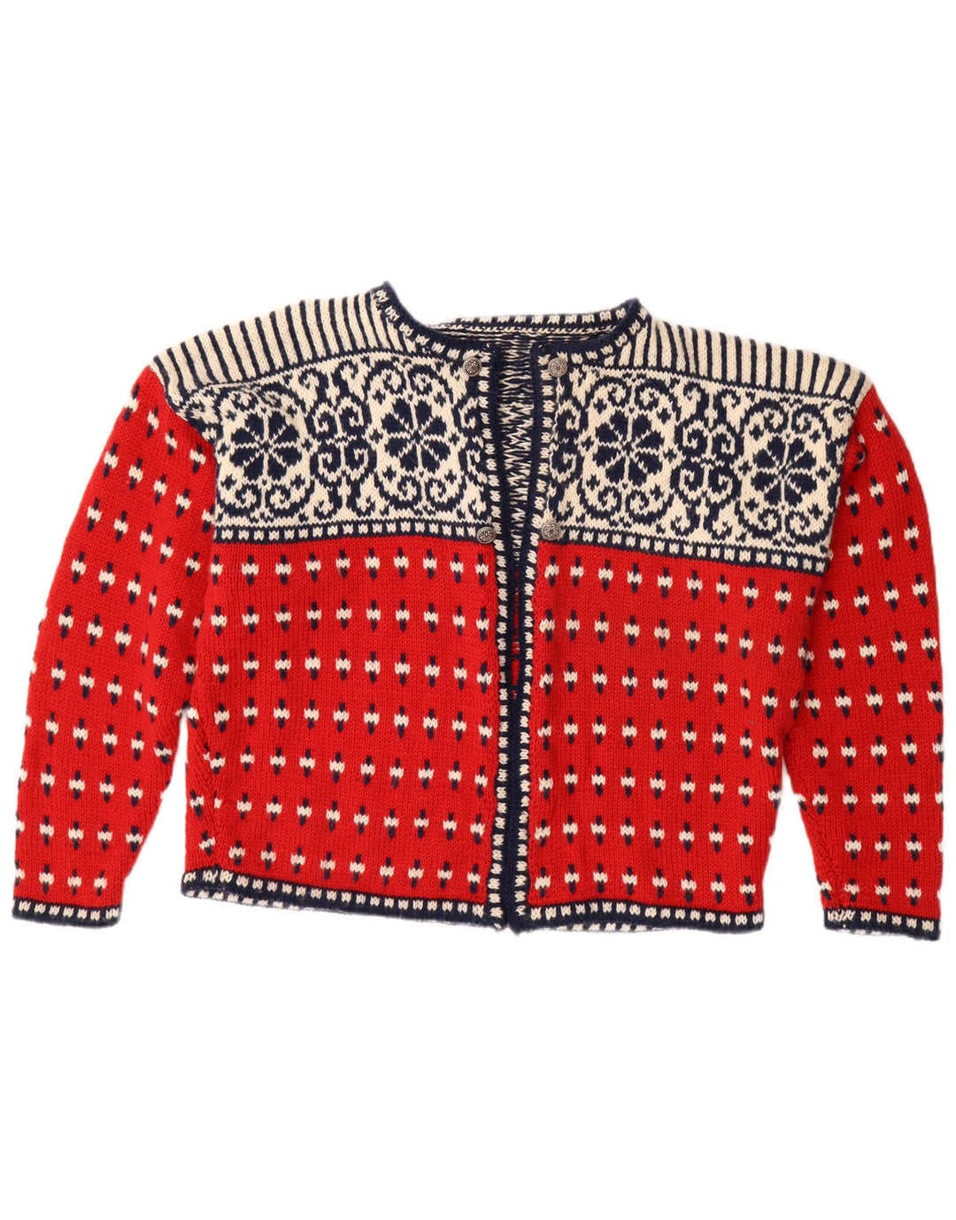 ВИНТАЖНЫЙ женский открытый кардиган, свитер UK 18 XL, красный Fair Isle