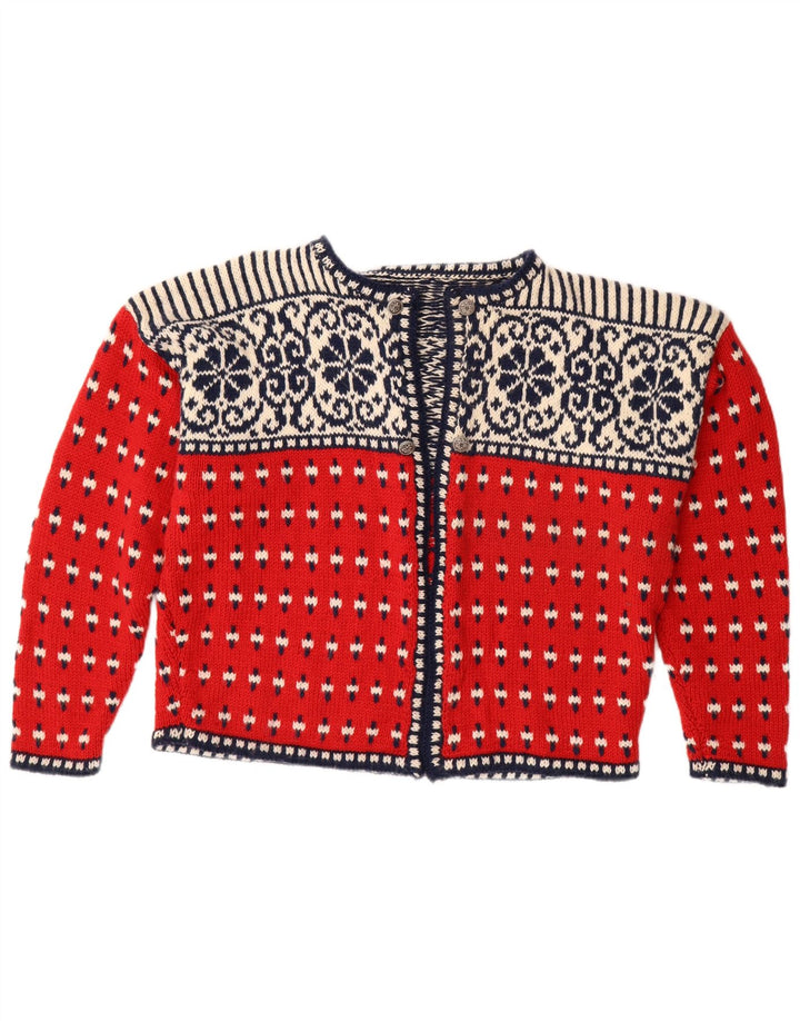 ВИНТАЖНЫЙ женский открытый кардиган, свитер UK 18 XL, красный Fair Isle