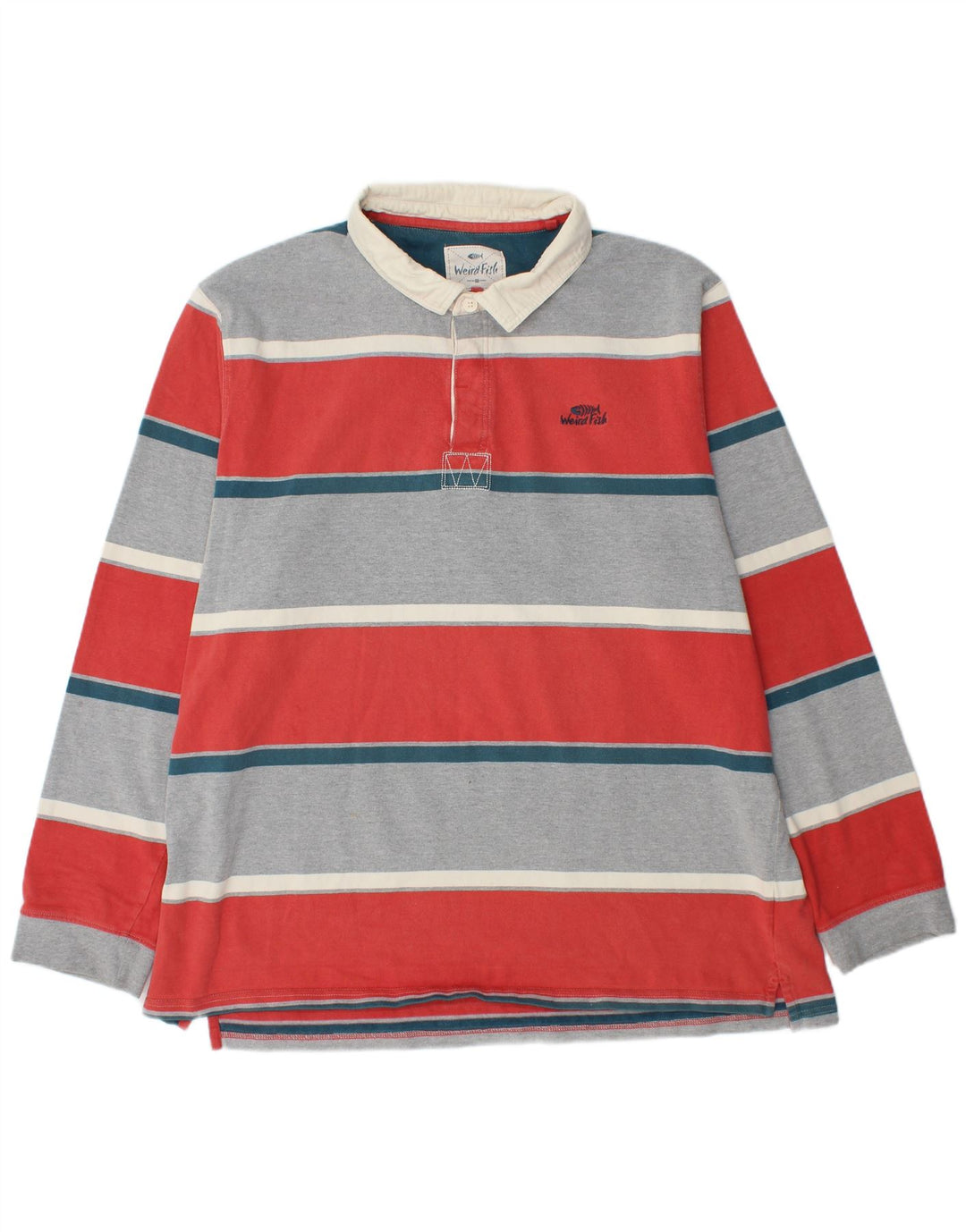 Мужская рубашка-поло для регби WEIRD FISH с длинным рукавом 2XL, разноцветная полоска