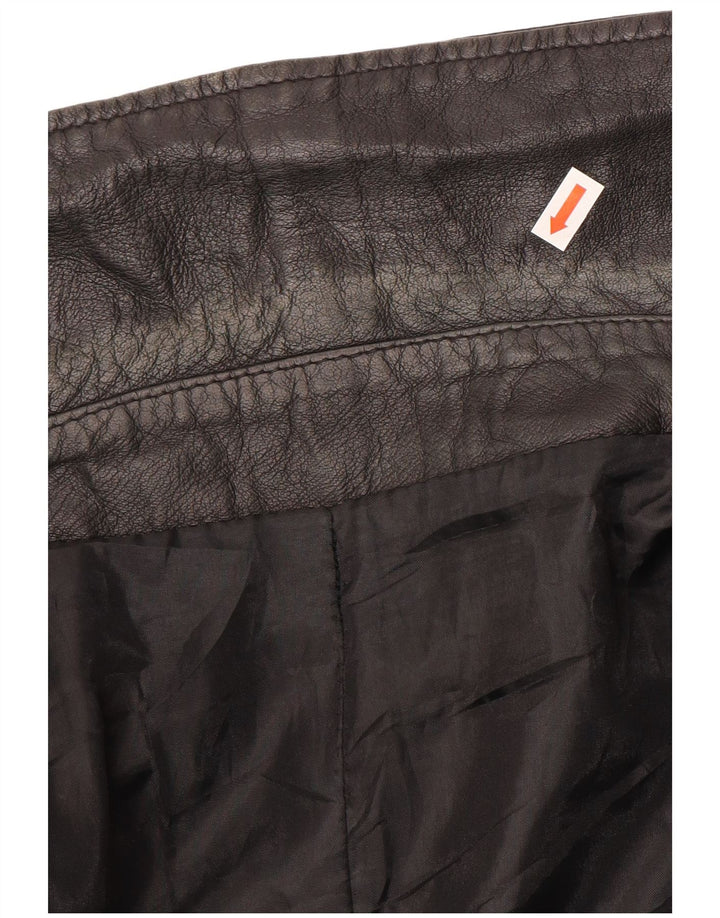 Винтажное мужское кожаное пальто, размер 62, 4XL, черное кожаное