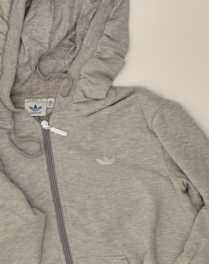 ADIDAS Womens Zip Hoodie Sweater IT 44 Medium Grey Cotton | Vintage Adidas | Thrift | Second-Hand Adidas | Used Clothing | Messina Hembry 