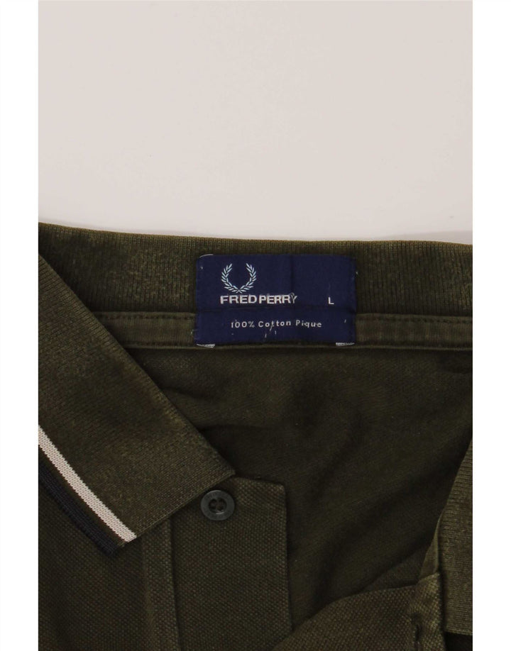 Мужская рубашка-поло Fred Perry, хлопковая полоска цвета хаки, большой размер