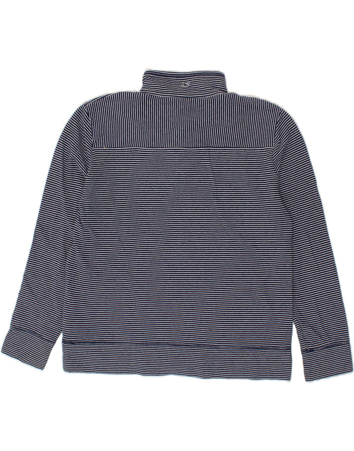 VINEYARD VINES Womens Sweatshirt Jumper UK 14 Medium Navy Blue Pinstripe Vintage Vineyard Vines and Second-Hand Vineyard Vines from Messina Hembry 