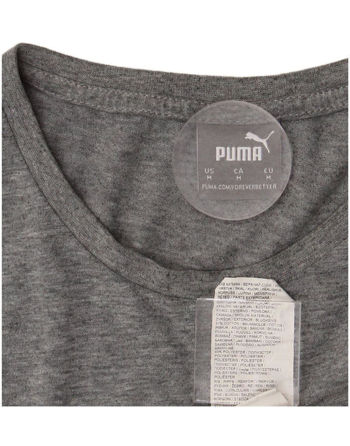 PUMA Мужская футболка с рисунком из хлопка среднего серого цвета с крапинками