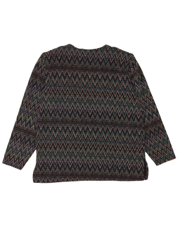 Винтажная женская блузка с длинным рукавом, топ, Великобритания, 16, большой разноцветный шеврон