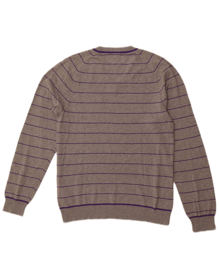 Мужской свитер NIKE с v-образным вырезом, Великобритания, размер 38/40, хлопковый средний серый в полоску