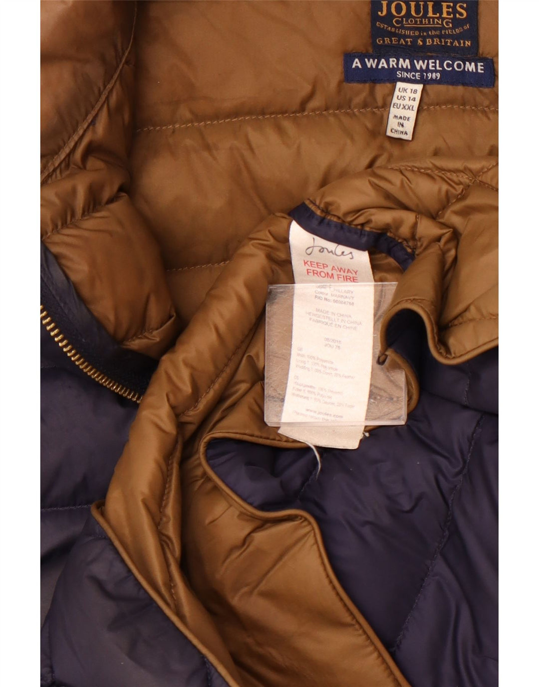 Женская стеганая куртка Joules UK 18 XL Темно-синий полиамид