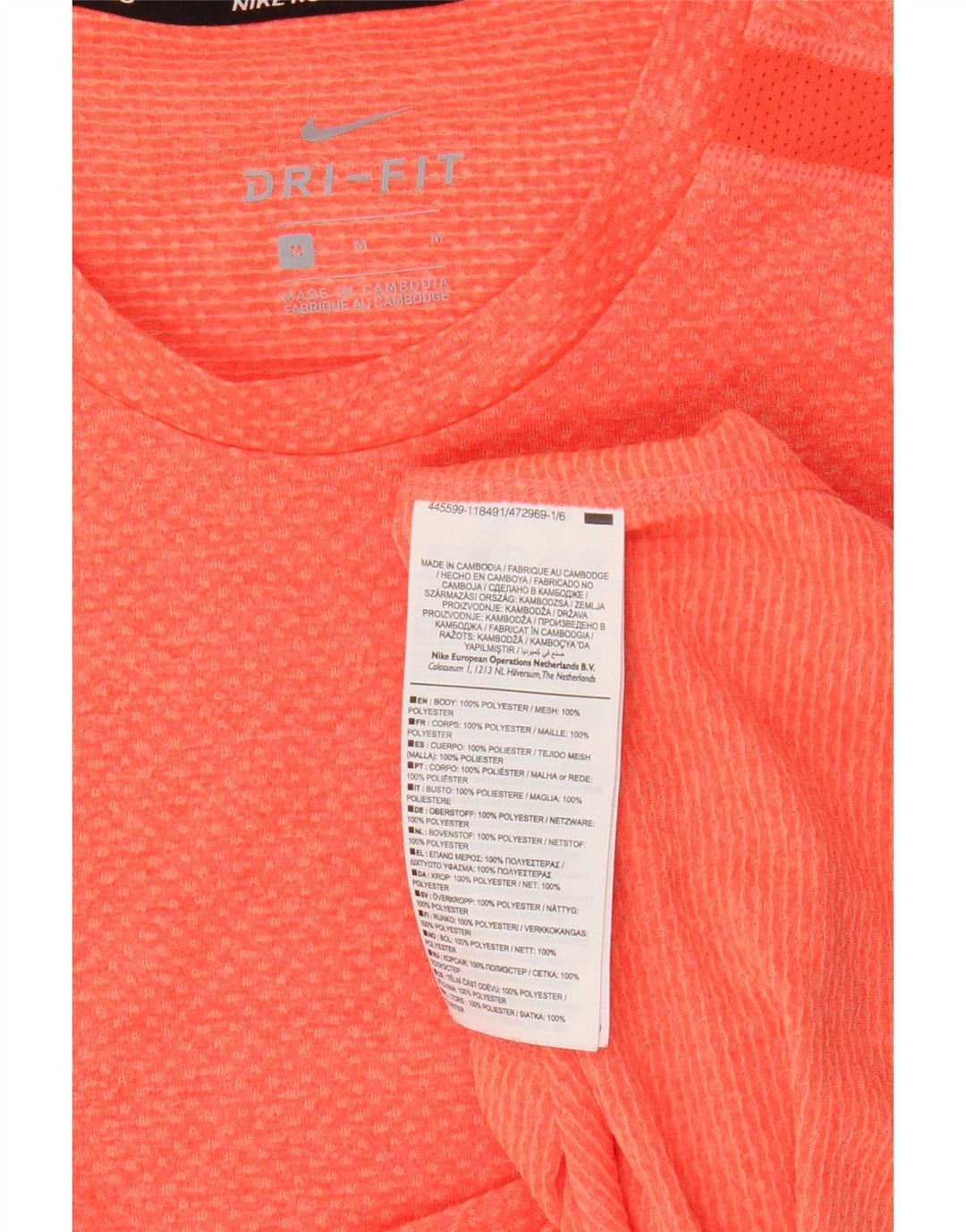 Мужская футболка Nike Dri Fit из полиэстера среднего оранжевого цвета