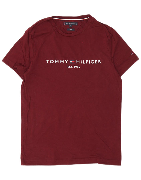 Мужская футболка Tommy Hilfiger Slim Fit с рисунком, маленький бордовый хлопок, хлопок