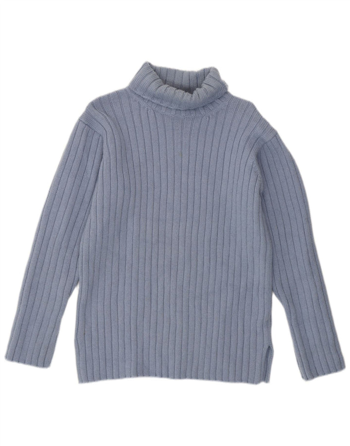 Женский свитер JIGSAW с высоким воротником, Великобритания, 14, средний синий, шерсть