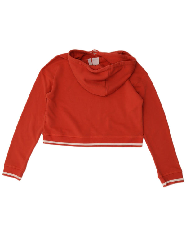 Женский укороченный джемпер с капюшоном Adidas Oversized UK 6 XS, оранжевый хлопок