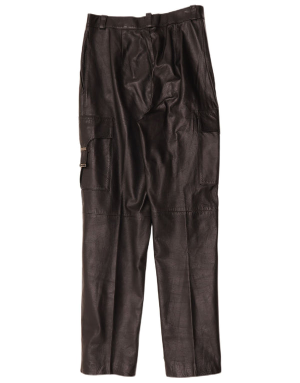 FLORENTIA Женские прямые кожаные брюки карго IT 44 Medium W28 L31 Черный