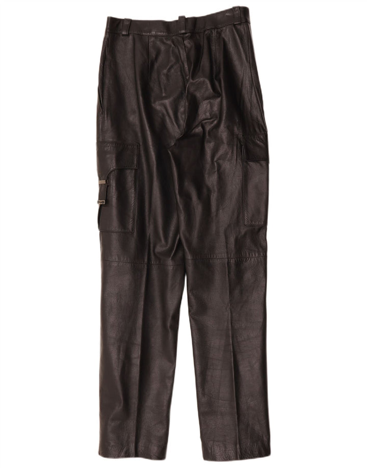 FLORENTIA Женские прямые кожаные брюки карго IT 44 Medium W28 L31 Черный