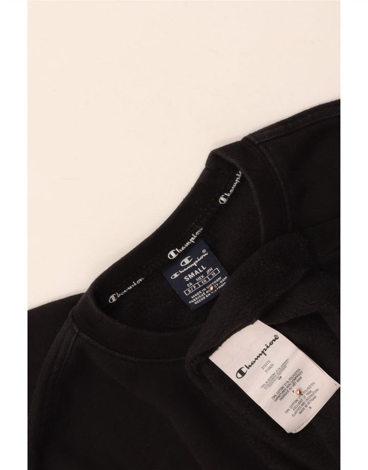 CHAMPION Mens Graphic Sweatshirt Jumper Small Black Cotton