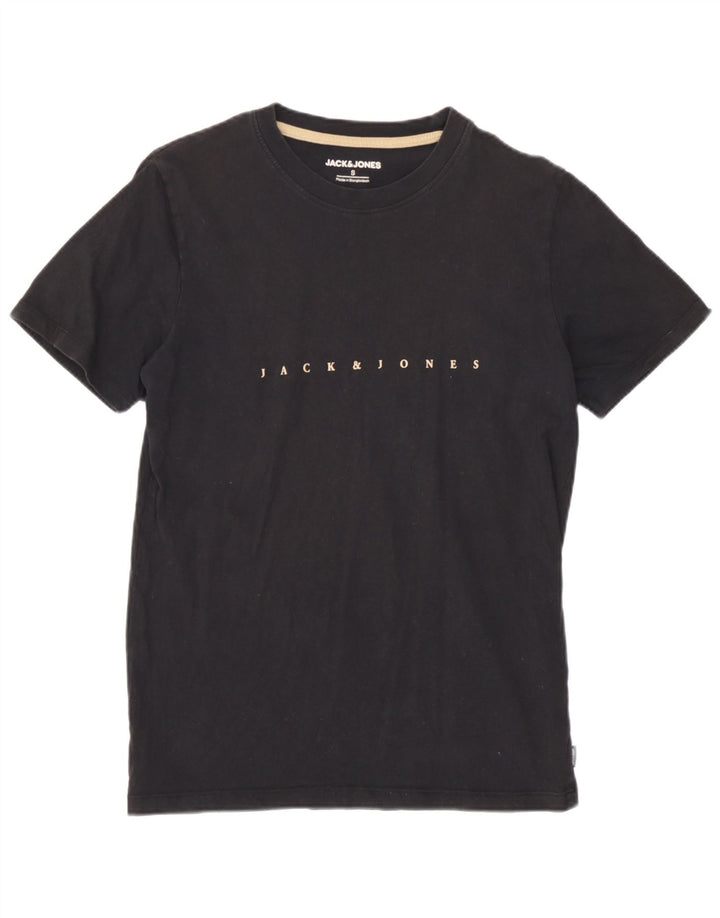 Мужская футболка с рисунком Jack & Jones, маленький черный хлопковый топ