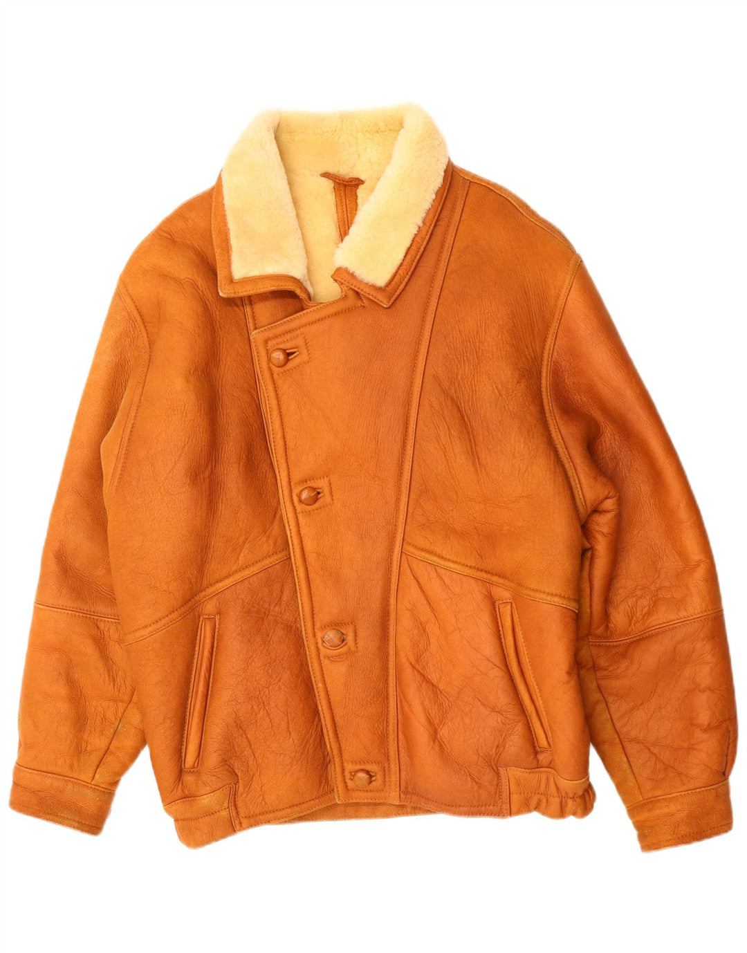 Мужская короткая дубленка VINTAGE IT 50 большая коричневая