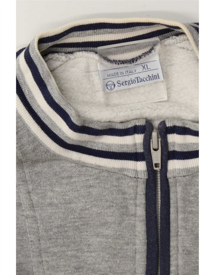 Мужской свитшот с воротником на молнии Sergio Tacchini, XL, серый с цветными блоками