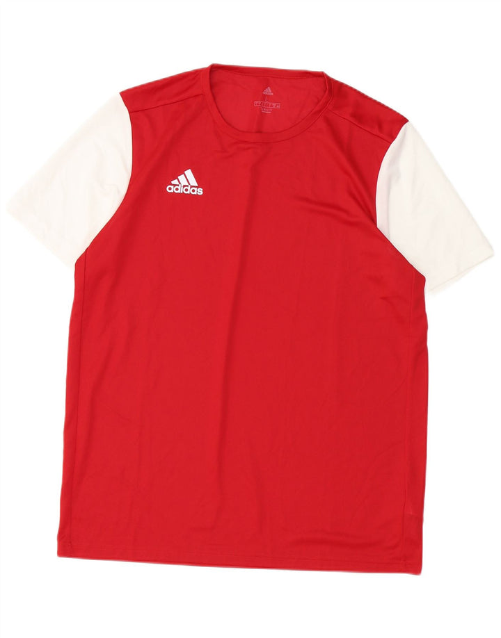 Мужская футболка Adidas Climalite, большой красный полиэстер с цветными блоками