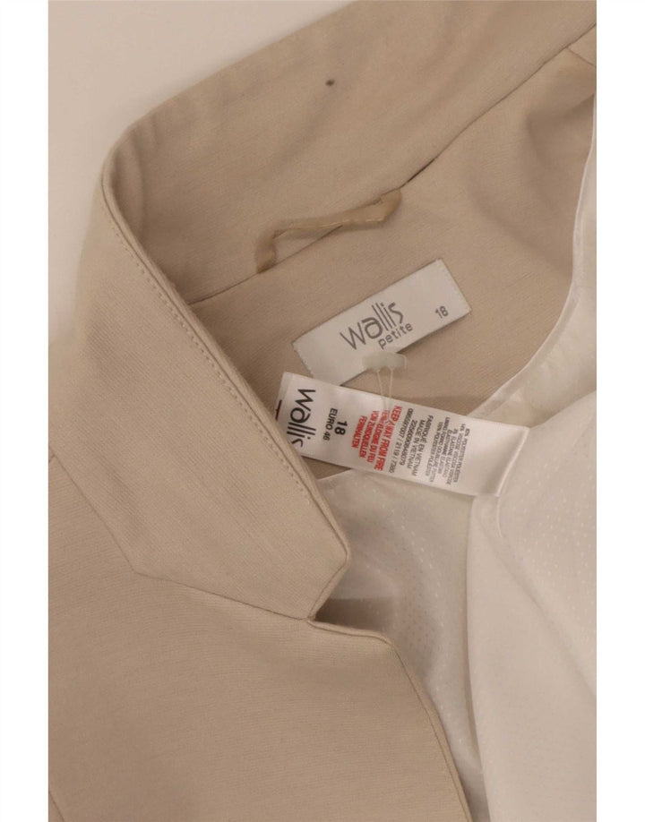 Женский открытый пиджак Wallis с рукавами 3/4, Великобритания 18 XL, бежевый полиэстер