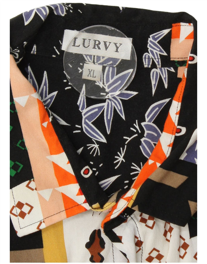 Мужская рубашка с коротким рукавом VINTAGE XL разноцветная в стиле пэчворк