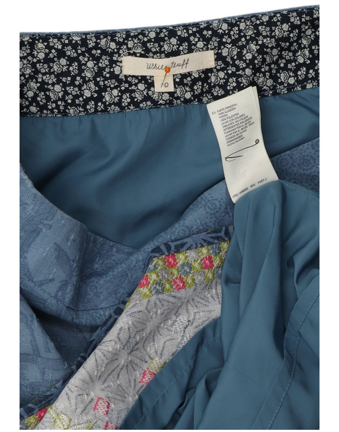 Женская юбка-трапеция WHITE STUFF UK 10, маленькая W32, синяя, полиэстер с цветочным принтом