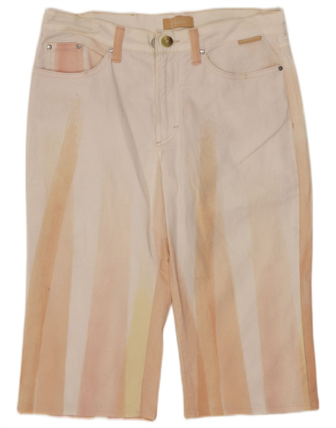 Женские джинсовые шорты-бермуды Gianfranco Ferre W28, средние белые с цветными блоками