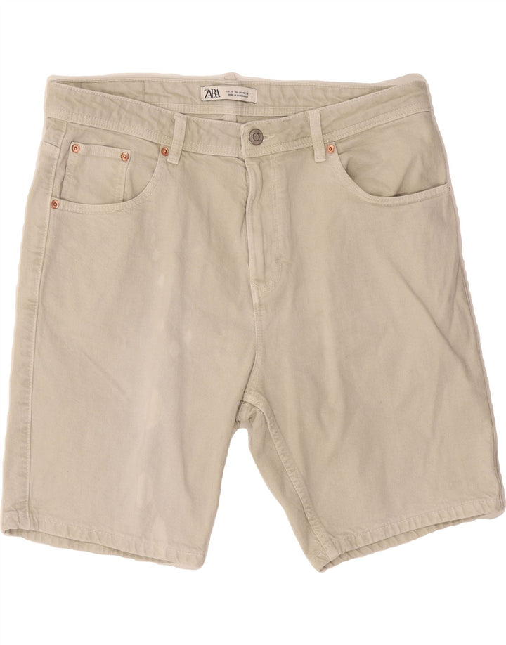 ZARA Mens Denim Shorts EU 44 Large W34  Beige Cotton Vintage Zara and Second-Hand Zara from Messina Hembry 